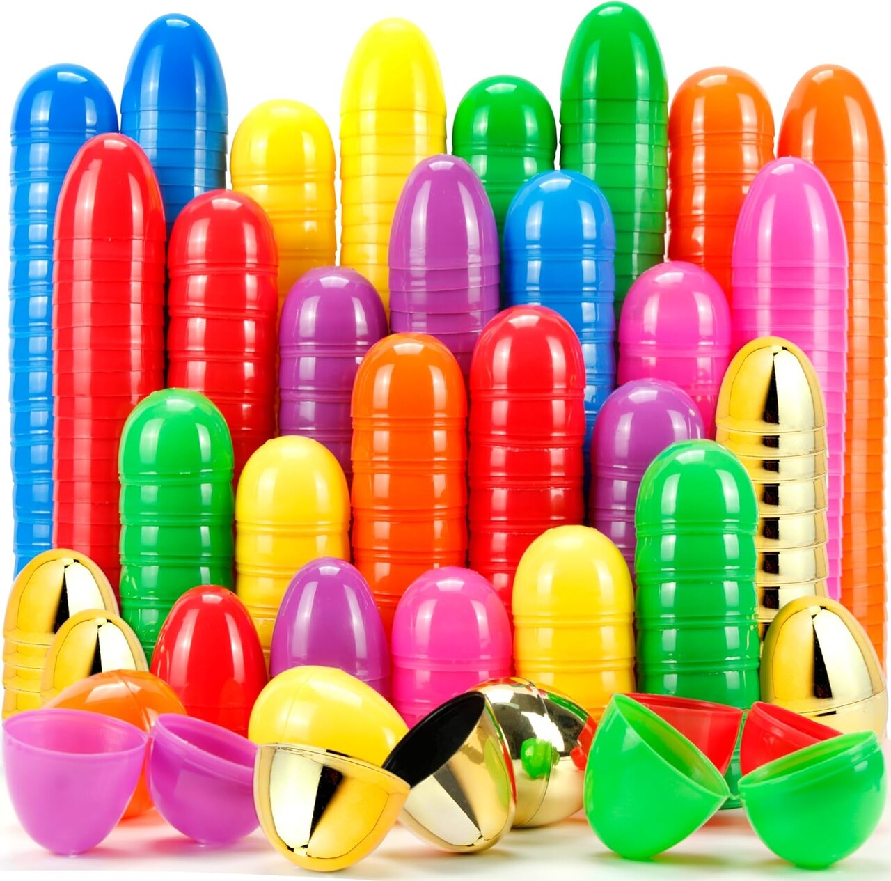 210 Pcs Bright Colors Plastic Easter Eggs Bulk, 2.3 ", Fillable Empty Easter Eggs for Fillling Candy, Treats, Easter Hunt Basket Suffers Fillers, Easter Theme Party Favors